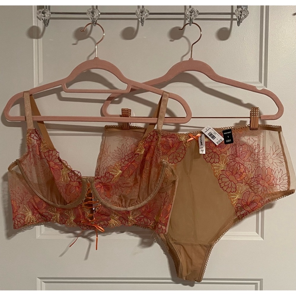 Torrid Underwire Embroidered Mesh Unlined Lace Longline Bra and Panty NWT - Picture 6 of 16